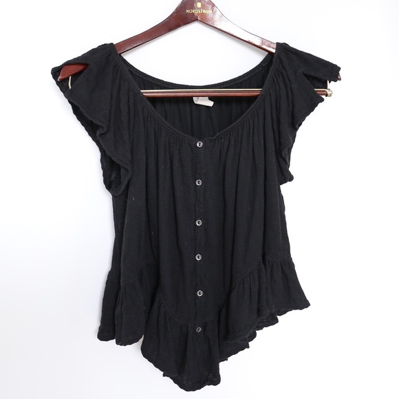 Free People Tops - Free people black Cotton top